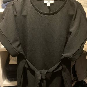 Black short sleeve tie front Blouse